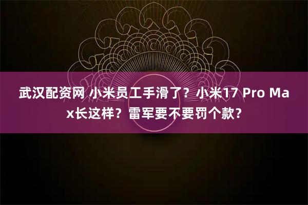 武汉配资网 小米员工手滑了？小米17 Pro Max长这样？雷军要不要罚个款？